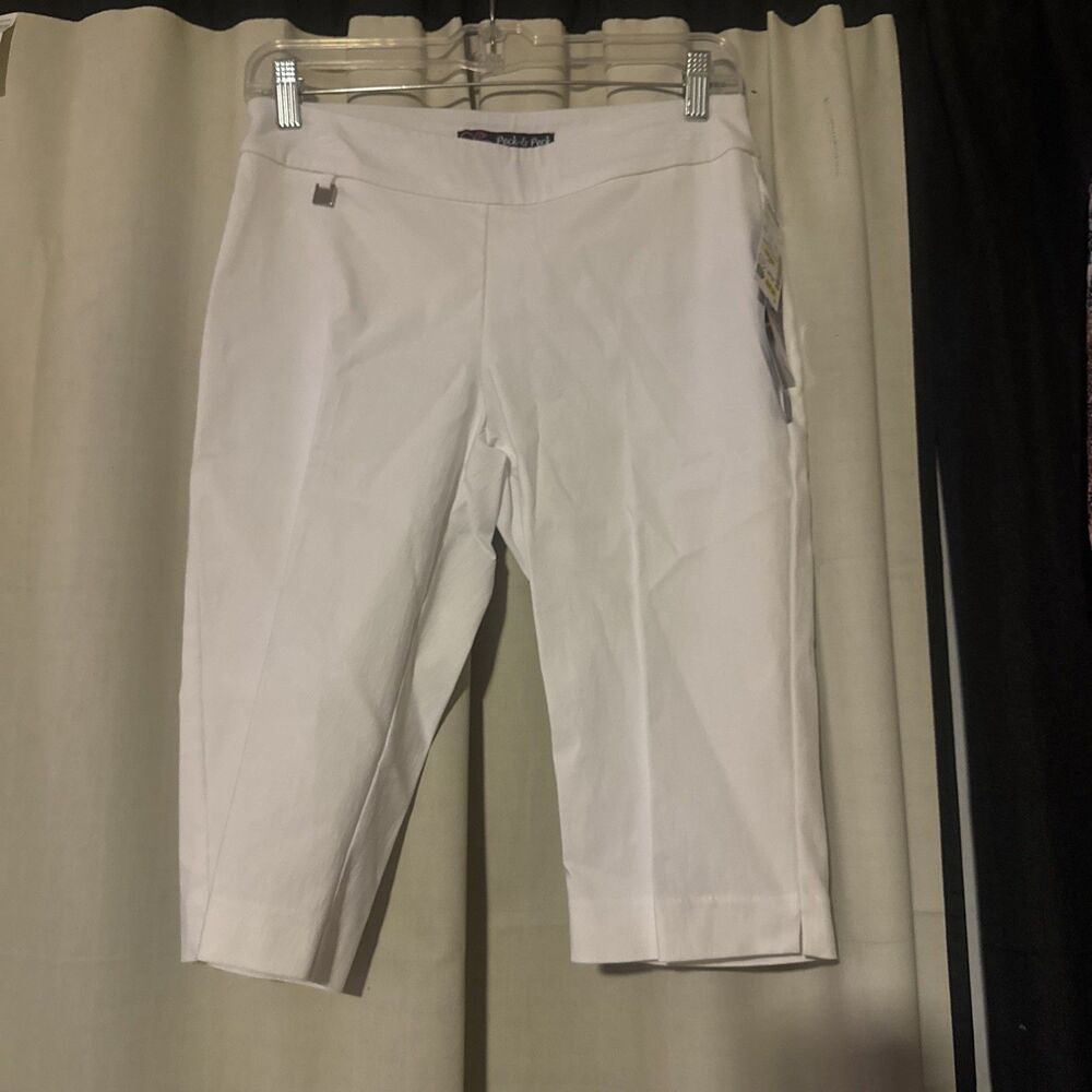 Peck & Peck Women 6P White Capri Pants New Tummy Control Stretch Crop